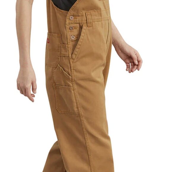 NWOT - Dickies Women's Relaxed Fit Bib Overalls - Rinsed Brown Duck - Picture 3 of 7